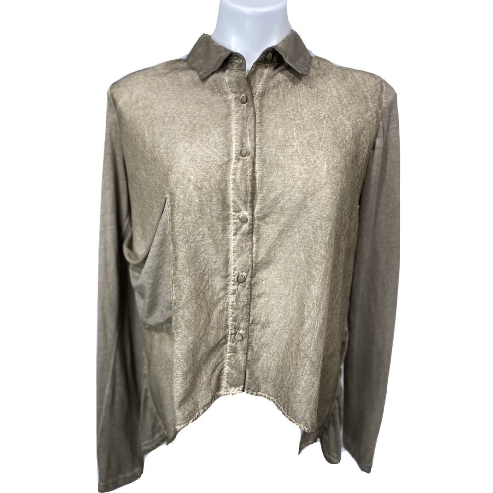 Sacks Womens Small Boho Button Up Top Asymmetrical Artsy Minimalist